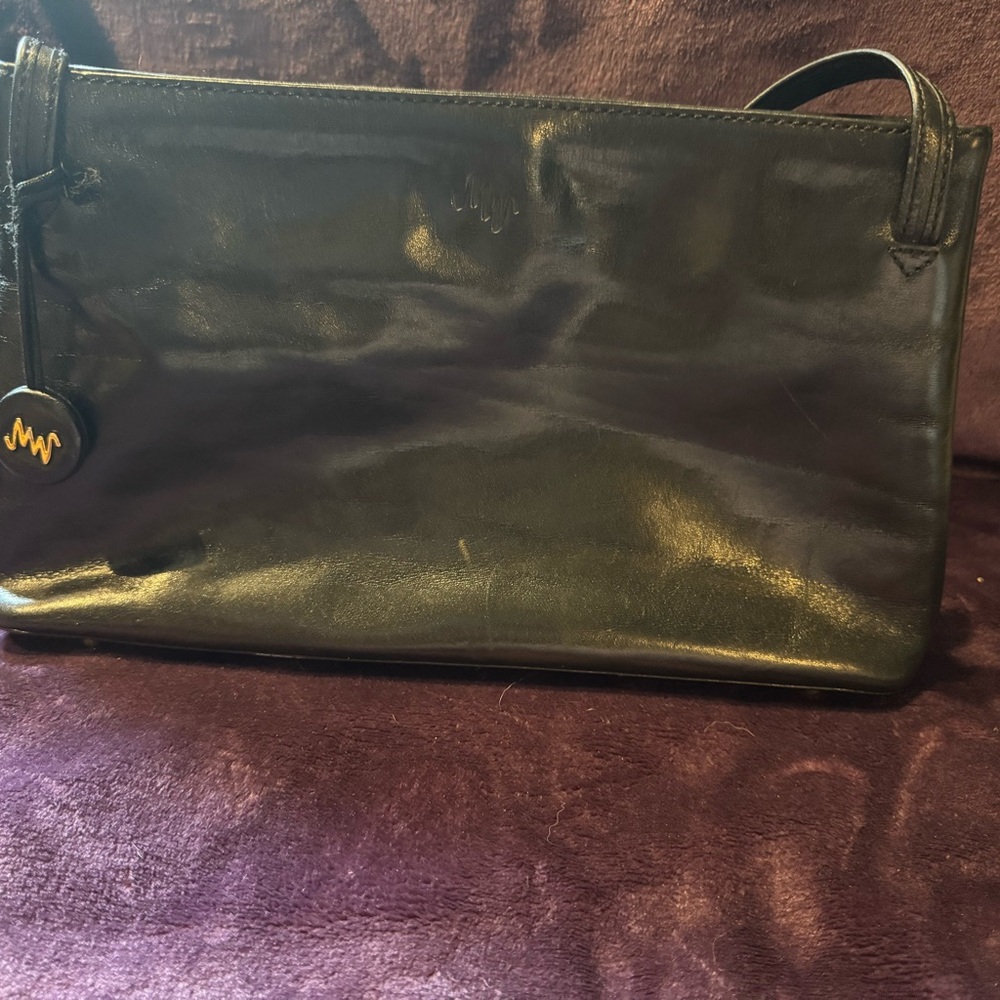 Monsac Black Leather Shoulder Bag
